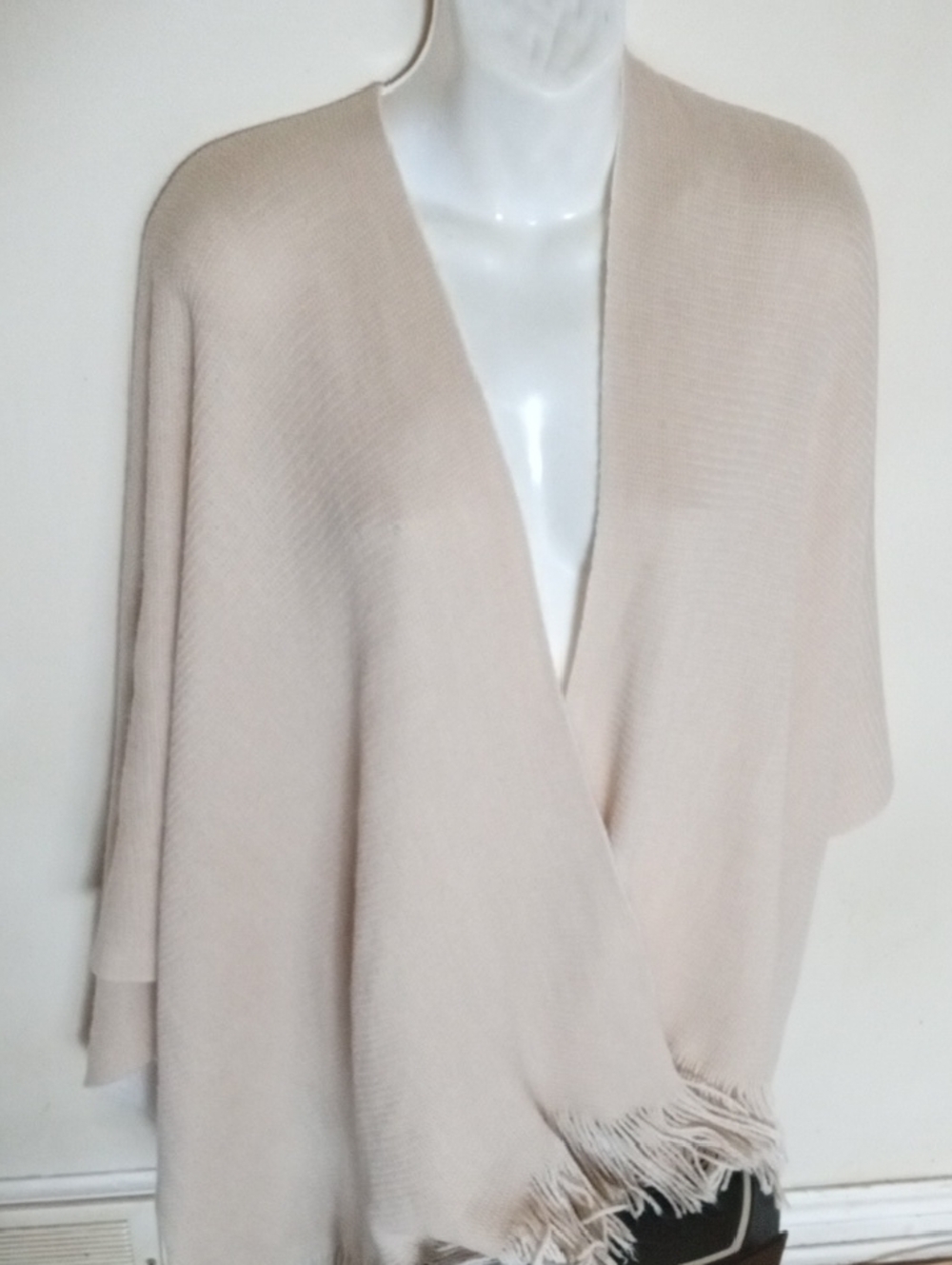 Taka Extra 50% Off▶pretty ▶Beige Fringe Knit Wrap Sweater